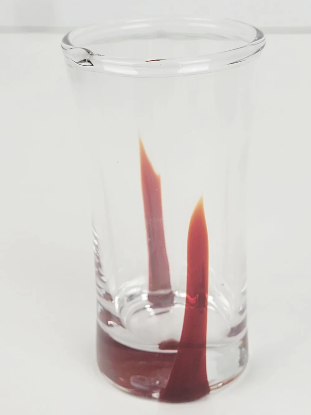 Pier 1 Red Swirline Shot Glasses~2 oz Clear Shooters~Retired~Set of 5~EUC
